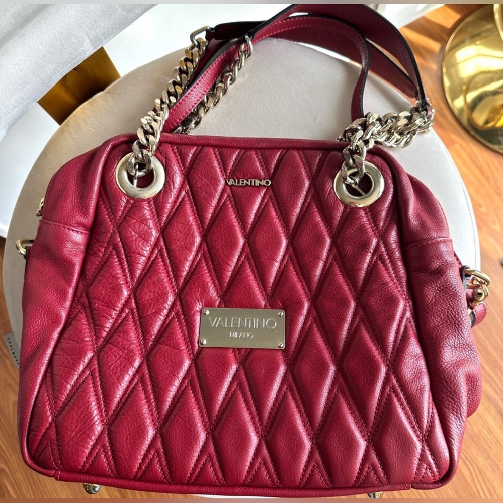 ****SOLD**** Valentino Burgundy Quilted Shoulder Bag